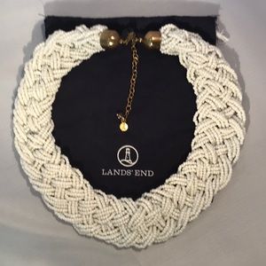 LANDS END Multi-Strand Beaded White Necklace